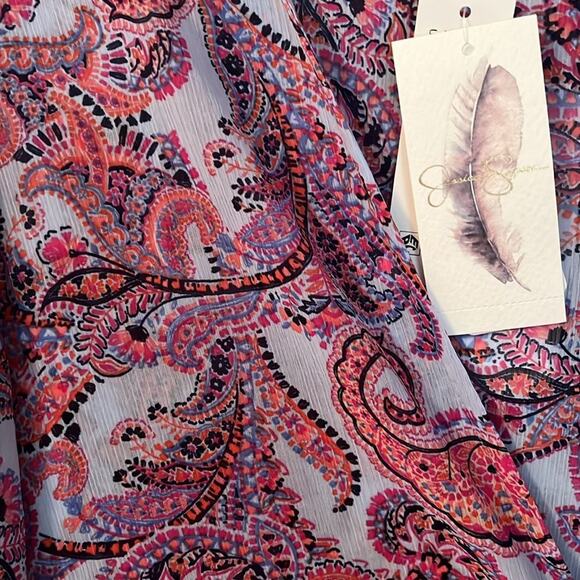 Jessica Simpson Blakely Paisley Print Scallop Edge Slv Boho Style Kimono 3X - Picture 4 of 5